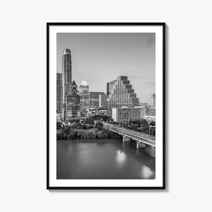 Austin Foto Poster Druck Nr. 2, Austin Schwarzweiß-Wandkunst, Austin Wall Fotografie, Austin Reise, Austin Karte Poster