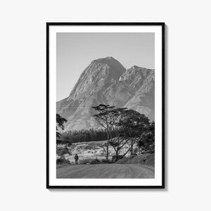 Stampa di poster con foto del Malawi, arte murale in bianco e nero del Malawi, fotografia murale del Malawi, viaggi in Malawi, poster con mappa del Malawi