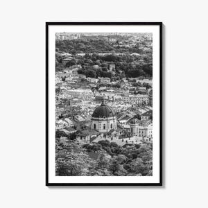 Lemberg Foto Poster Druck, Lemberg Schwarz Weiß Wandkunst, Lemberg Wand Fotografie, Lemberg Reise, Lemberg Karte Poster