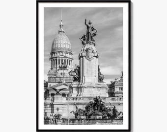 Buenos Aires Black and White Fine Art Photo Print, Congress Poster, Argentina Wall Decor