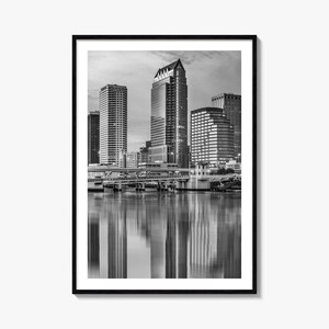 Tampa Poster Fotodruck Nr. 2, Tampa Schwarzweiß, Wandkunst, Tampa Wand Fotografie, Tampa Reise, Tampa Karte Poster