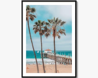 Manhattan Beach Colorful Poster Print No 1, Manhattan Beach Photo Wall Art, Decor, Travel Print, Manhattan Beach Street Map Poster, City Map