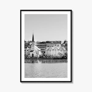 Reykjavik Photo Poster Print, Reykjavík Black and White Wall Art, Reykjavik Photography, Reykjavik Travel, Reykjavik Map Poster