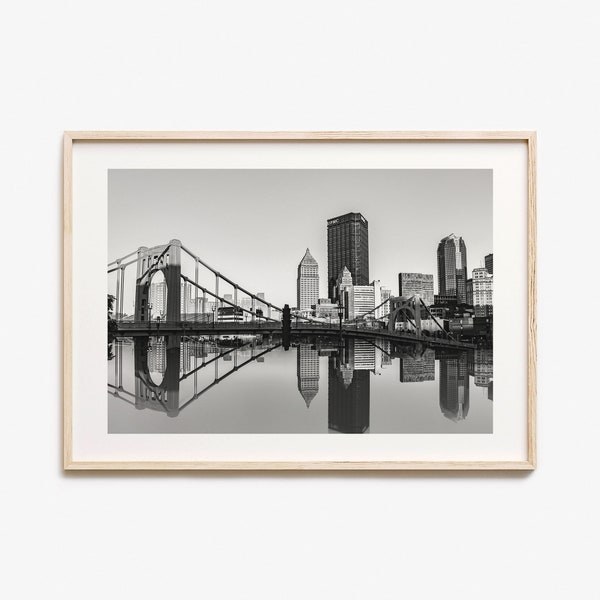 Pittsburgh Photo Poster Print Horizontal, Pittsburgh Black and White Wall Art, Pittsburgh Wall Photography, Travel, Map Poster