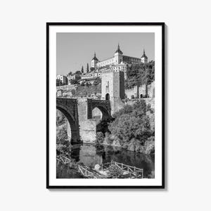 Toledo Spanien Foto Poster Druck Nr. 3, Toledo Spanien Schwarz Weiß Wandkunst, Toledo Spanien Wand Fotografie, Reise, Karte Poster