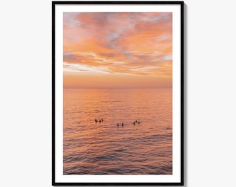 Encinitas Fine Art Photo Print, Surfers Beach Ocean, San Diego California Wall Decor Poster