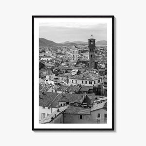 Lucca Foto Poster Druck, Lucca Schwarz Weiß Wandkunst, Lucca Wand Fotografie, Lucca Reise, Lucca Karte Poster
