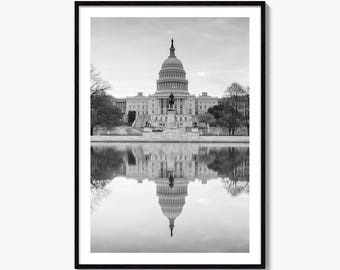 Washington DC Photo Poster Print No 1, Washington DC Black and White Art, Washington DC Wall Photography, Travel, Map Poster