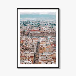 Impressão de pôster colorido da Cidade do México nº 1, arte fotográfica da Cidade do México, decoração de parede da Cidade do México, impressão de viagem, pôster de mapa de ruas da Cidade do México, mapa da cidade