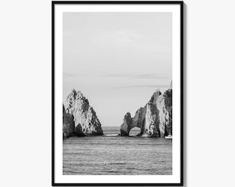Cabo San Lucas Photo Poster Print, Cabo San Lucas Black and White Wall Art, Cabo San Lucas Wall Photography, Travel, Map Poster