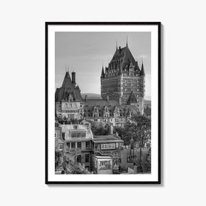 Quebec City Photo Poster Print, Quebec City Black and White Wall Art, Quebec City Photography, Quebec City Travel, Map Poster