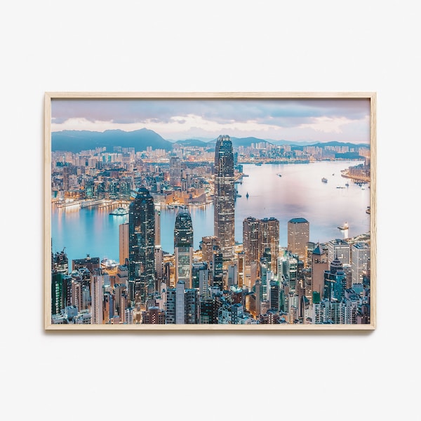 Hong Kong Colorful Poster Print Horizontal, Hong Kong Photo Wall Art, Hong Kong Decor, Travel Print, Hong Kong Street Map Poster, City Map