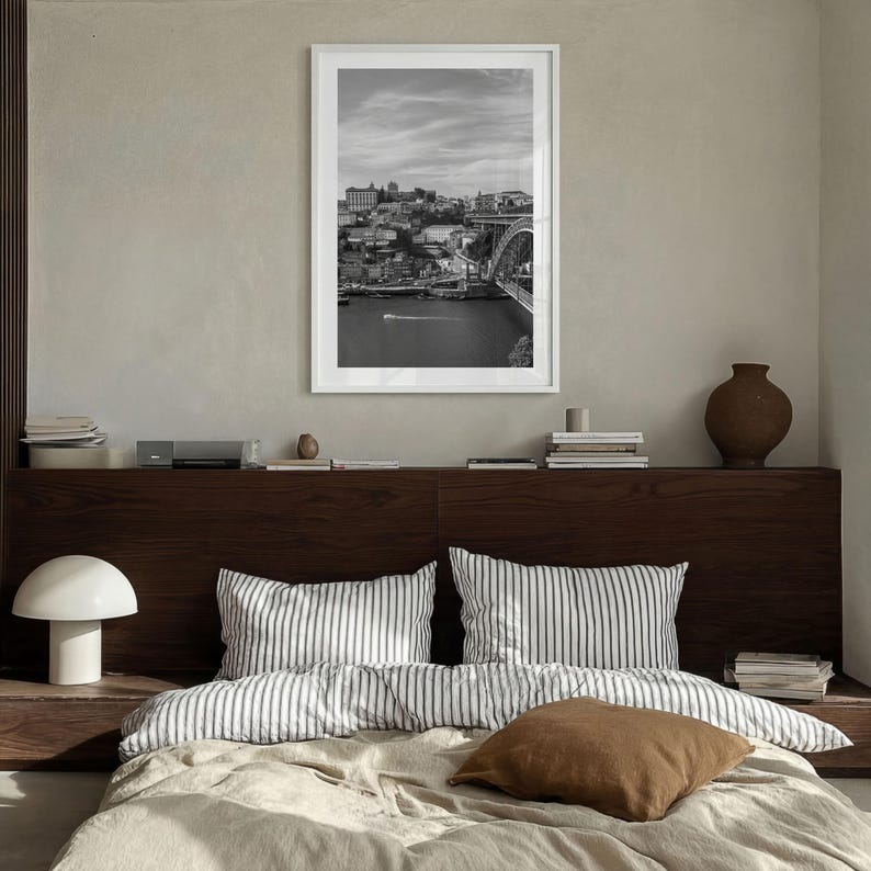 Porto Skyline schwarz weiss Fine Art Foto, der Douro Fluss Portugal Poster Bild 4