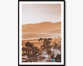 Wydruk artystyczny Santa Monica, plakat z Los Angeles, dekoracja ścienna w Kalifornii