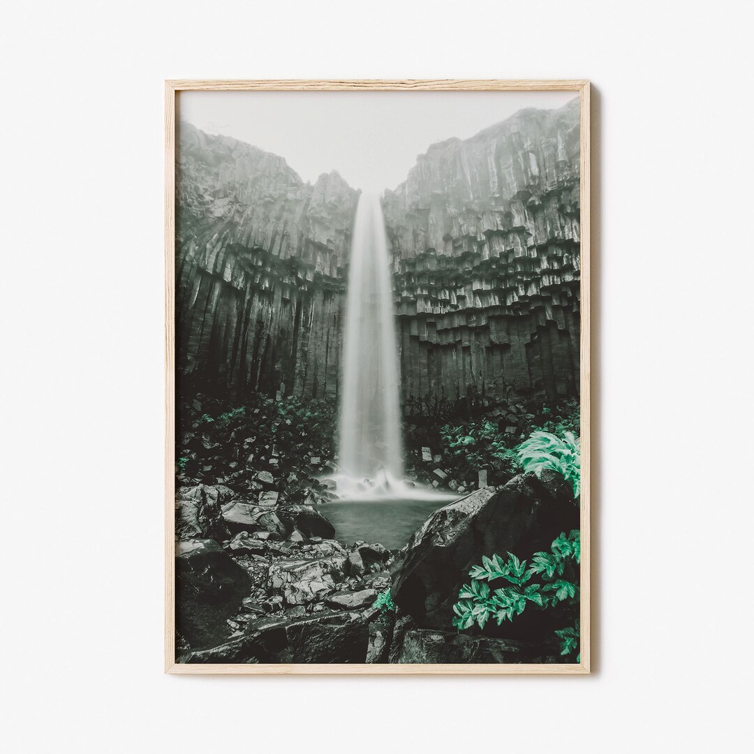 Waterfall Colorful Poster Print, Waterfall Photo Wall Art, Wall Art
