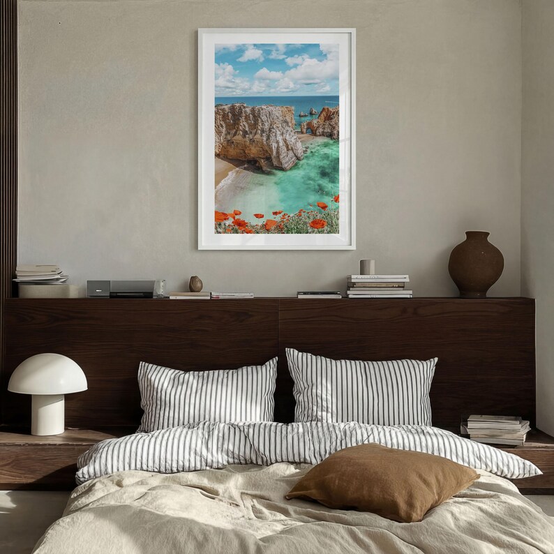 Algarve Portugal Fine Art Photo Print, Beach Cliff Coastline, Turquoise Water Wall Decor image 4