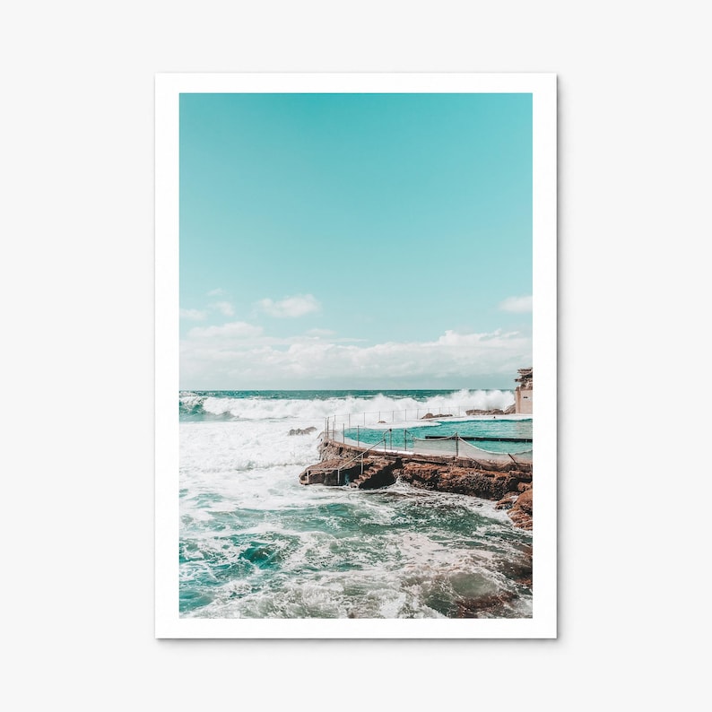 Bronte Beach Ocean Pool Fine Art Photo Print, sydney poster, white border, print only (unframed)