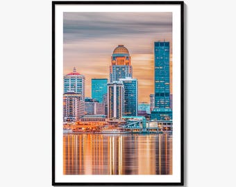 Louisville Skyline Fine Art Fotodruck, Wandposter, Kentucky, USA, Ohio River