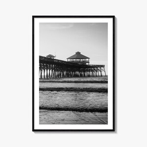 Folly Beach Foto-Poster-Druck, Folly Beach Schwarzweiß-Kunst, Folly Beach Wand Fotografie, Folly Beach Reise, Karte Poster