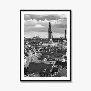 Kopenhagen Foto-Posterdruck Nr. 1, Kopenhagen Schwarzweiß-Kunst, Kopenhagen Fotografie, Kopenhagen-Reise, Kopenhagen Karte Poster
