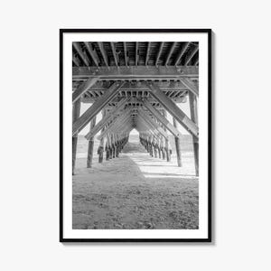 Impresión de póster fotográfico de Wrightsville Beach, arte mural en blanco y negro de Wrightsville Beach, fotografía de pared, viajes, póster de mapa