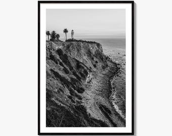 Rancho Palos Verdes Black and White Fine Art Photo Print, Point Vicente Lighthouse Poster