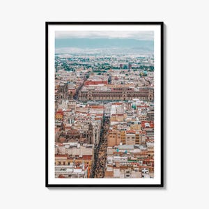 Stampa fotografica artistica dello skyline di Città del Messico, poster dello Zocalo, decorazione murale dell'America Latina