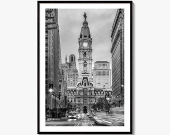 Philadelphia Black and White Fine Art Photo Print, City Hall, Philly, Pennsylvania Poster