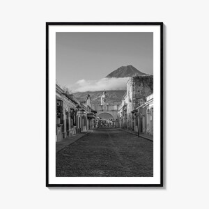Impressão de pôster fotográfico nº 1 de Antígua, Guatemala, arte de parede em preto e branco, fotografia de Antígua, Guatemala, viagem, pôster de mapa