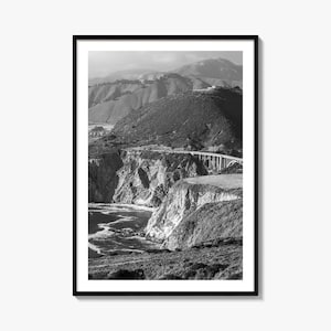 Big Sur Photo Poster Print No 1, Big Sur Black and White Wall Art, Big Sur Wall Photography, Big Sur Travel, Big Sur Map Poster