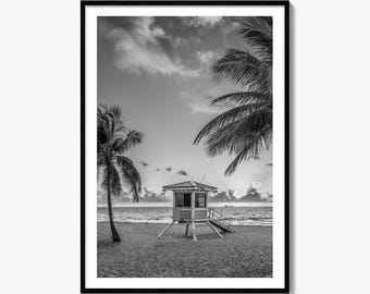 Svartvitt fototryck från Fort Lauderdale, väggdekoration av Florida-affisch