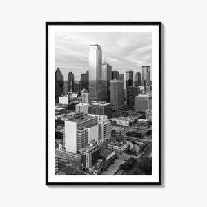 Dallas Foto Poster Nr. 1, Dallas Schwarz-Weiß-Wandkunst, Dallas Wand Fotografie, Dallas Reise, Dallas Karte Poster