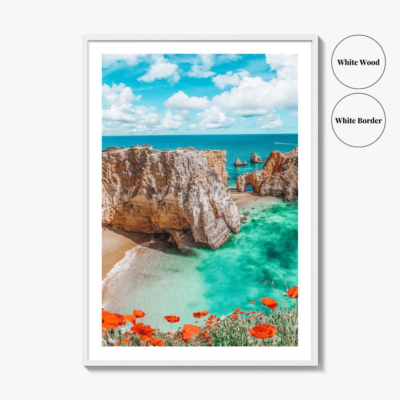 Algarve Portugal Fine Art Photo Print, Beach Cliff Coastline, Turquoise Water Wall Decor image 8