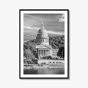 West Virginia Photo Poster Print, West Virginia Black and White Wall Art, West Virginia Wall Photography, Travel, Map Poster