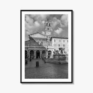 Trastevere Photo Poster Print, Trastevere Black and White Wall Art, Trastevere Wall Photography, Trastevere Travel, Map Poster