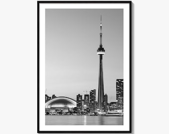 Toronto Skyline Black and White Fine Art Photo Print, Ontario Canada, Wall Decor Poster