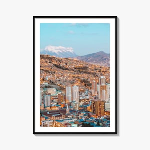 La Paz bunter Posterdruck, La Paz Fotowandkunst, La Paz Wanddekor, La Paz Reisedruck, La Paz Straßenkarte Poster, Stadt Karte