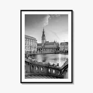 Hamburg Foto Poster Druck, Hamburg Schwarzweiß Wandkunst, Hamburg Wand Fotografie, Hamburg Reise, Hamburg Karte Poster