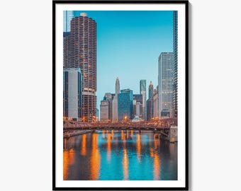Chicago Skyline Fine Art fototryck, Illinois poster väggdekoration