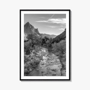 Zion Nationalpark Foto Poster Druck, Zion Nationalpark Schwarzweiß Wandkunst, Wand Fotografie, Reise, Karte Poster