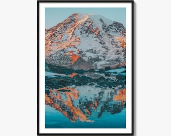 Mount Rainier Fine Art fototryck, Kaskadbergen, Washington Reflektion Väggdekor
