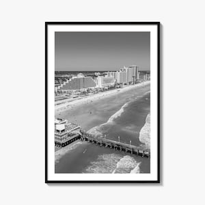 Daytona Beach Photo Poster Print, Daytona Beach Black and White Art, Photography, Daytona Beach Travel, Daytona Beach Map Poster