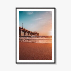 Póster colorido de Manhattan Beach n.º 2, arte de pared con fotografías de Manhattan Beach, decoración, impresión de viaje, póster con mapa de calles de Manhattan Beach, mapa de la ciudad