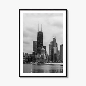 Chicago Foto Poster Nr. 2, Chicago Schwarz-Weiß-Wand-Kunst, Chicago Wand Fotografie, Chicago Reise, Chicago Karte Poster