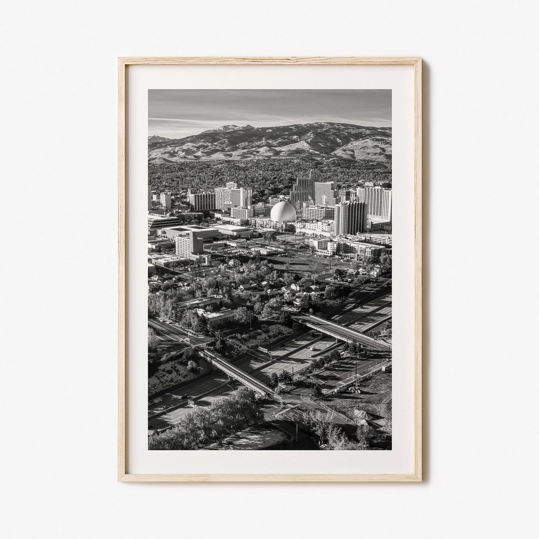 Reno Photo Poster Print, Reno Black and White Wall Art, Reno Wall