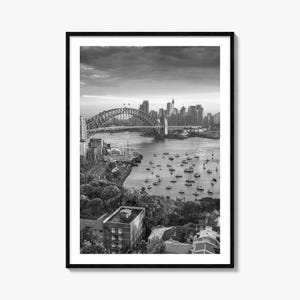 Sydney Foto Poster Druck Nr. 2, Sydney Schwarz-Weiß-Wandkunst, Sydney Wall Fotografie, Sydney Travel, Sydney Map Poster