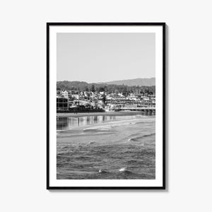 Póster fotográfico de Santa Cruz n.° 1, arte en blanco y negro de Santa Cruz, fotografía mural de Santa Cruz, viajes a Santa Cruz, póster de mapa