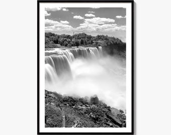 Schwarz-Weiß-Fotodruck „Niagarafälle“, New York-Poster zur Wanddekoration
