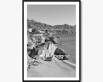 Nerja Black and White Fine Art Photo Print, Malaga Poster, Andalusia Spain Wall Decor