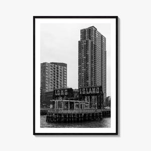 Long Island City Foto Poster Druck, Long Island City Schwarz Weiß Kunst, Long Island City Wand Fotografie, Reise, Karte Poster